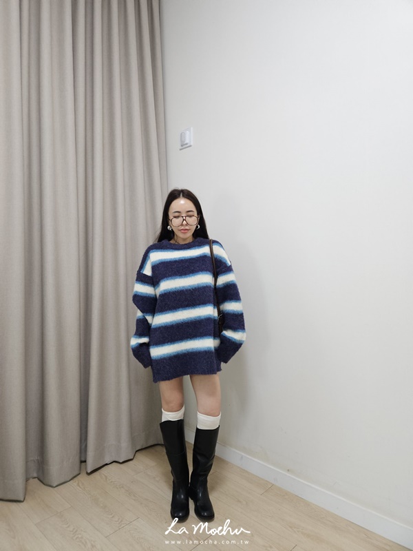 圓領混色條紋羊毛衣